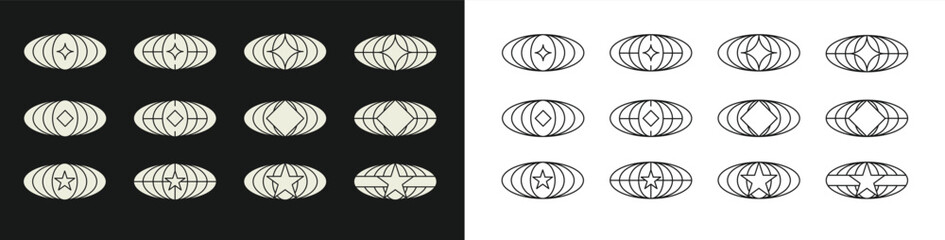 Fototapeta premium Set of abstract world symbol Micrographic element Futuristic globe shape Collection