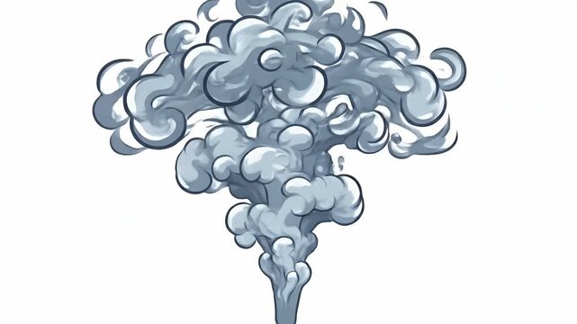Pixel art explosion effect, smoke cloud rising and expanding, stylized comic book animation