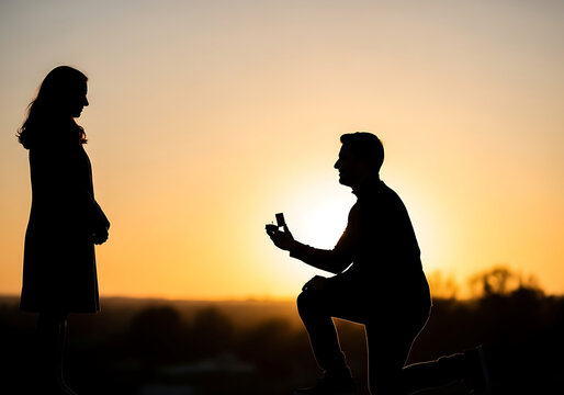 Man Proposing to a Woman Silhouette.