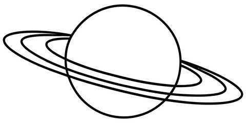 Black outline silhouette of the planet saturn with rings Vector, illustration © Digital Illustration