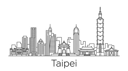 Obraz premium Taipei Skyline Silhouette - Iconic Landmarks & Modern Architecture