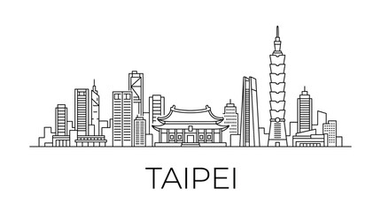 Obraz premium Taipei City Skyline, Landmark Buildings, Architectural Landscape, Modern City