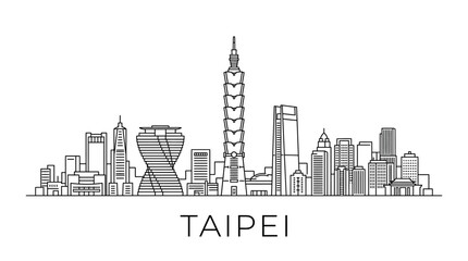 Obraz premium Taipei Skyline Line Art - Taiwan Modern Cityscape Icon