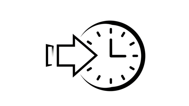 Stylized clock face with an arrow pointing towards it