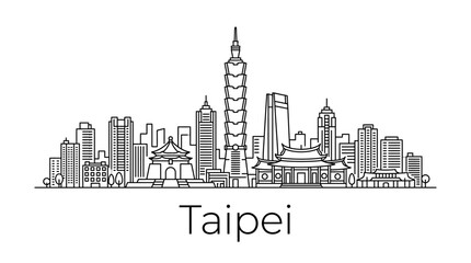 Obraz premium Taipei Skyline Outline - Modern and Traditional Architecture