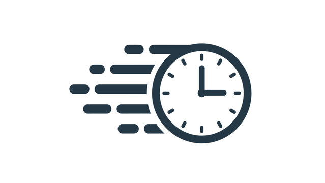 Clock face icon with motion lines indicating speed