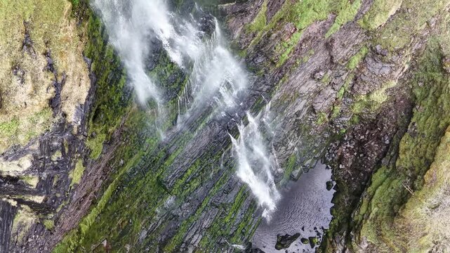 Waterfall running upwards - The Devils Chimney near Glencar Lough, Ireland