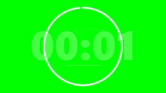 5 Second Countdown Timer for Live Streaming on Green Screen Background with Stream Starting Soon Text for Twitch and Content Creators