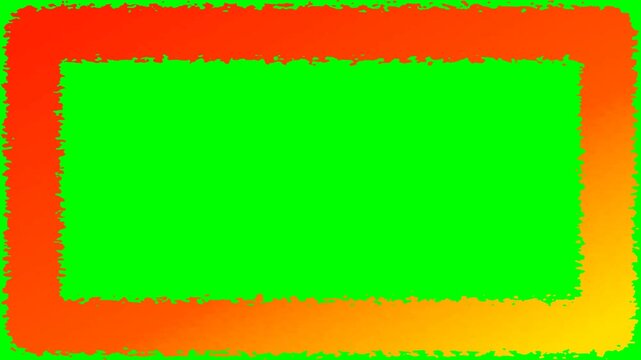 Vibrant Orange and Yellow Jagged Border Frame with Green Screen Chroma Key Center for Video Editing and Digital Creative Projects