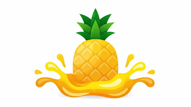 Isolated tropical pineapple fruit, sweet juicy food element, vibrant yellow and green healthy snack