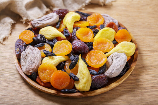 plate of mixed dried fruits