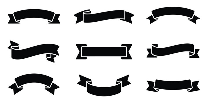 Ribbon banners, vintage decorative scrolls for labels, badges