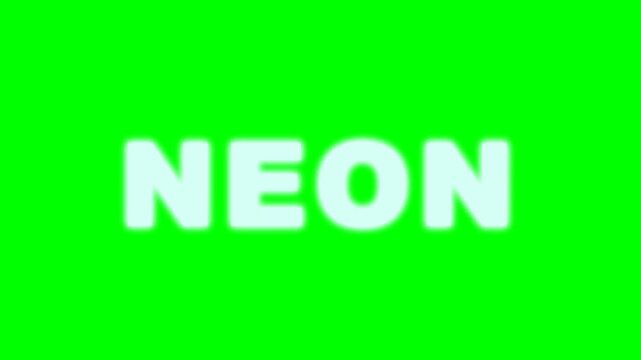 Glowing White Neon Text Animation Saying NEON on a Bright Green Screen Background for Video Editing and Chroma Key Compositing Effects