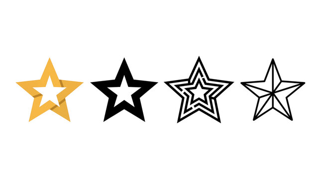 UntitleStar icon collection. Outline and decorative star symbols. Transparent rating element set. Clean vector illustrationd design - 38