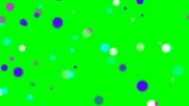 Colorful Out of Focus Bokeh Particles Floating on Green Screen Background for Video Editing and Motion Graphics Overlay