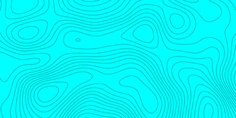 Abstract topographic map background with cyan, turquoise color and black elevation contour lines, seamless geographic terrain grid pattern mountain relief texture for graphic design.  © Abu Bokkor Siddique