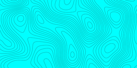 Abstract topographic map background with cyan, turquoise color and black elevation contour lines, seamless geographic terrain grid pattern mountain relief texture for graphic design.  © Abu Bokkor Siddique