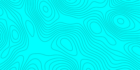 Abstract topographic map background with cyan, turquoise color and black elevation contour lines, seamless geographic terrain grid pattern mountain relief texture for graphic design.  © Abu Bokkor Siddique