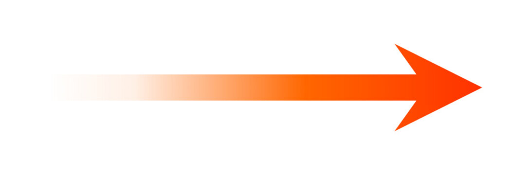 Minimal flat orange gradient motion arrow with fading speed trail