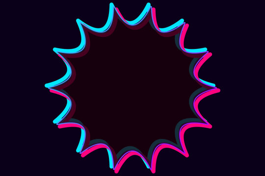 Cyberpunk neon glitch comic explosion burst shape for futuristic poster design and digital marketing banner