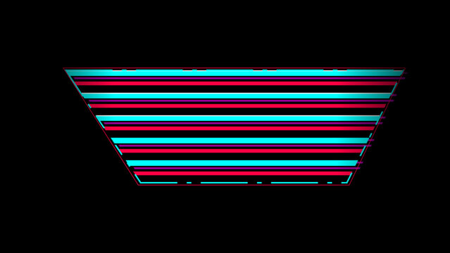 Cyberpunk neon holographic slanted horizontal line shape abstract trapezoid with fade effect