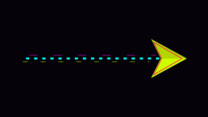 Cyberpunk neon directional arrow glowing dotted track navigation path glitch © ArsiStudio