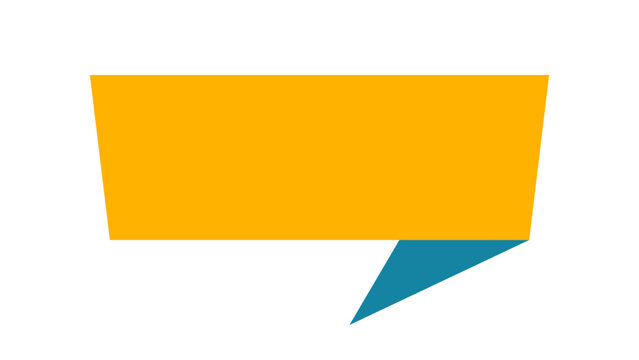 Yellow speech bubble banner blue folded corner label minimal geometric shape