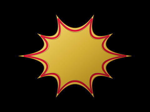 Luxury 3D gold starburst explosion with recessed ruby red enamel inlay premium badge