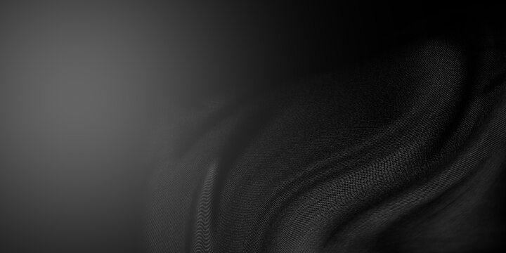 Abstract dark black denim fabric texture background with smooth motion blur effect and elegant soft lighting waves. Perfect for luxury design
