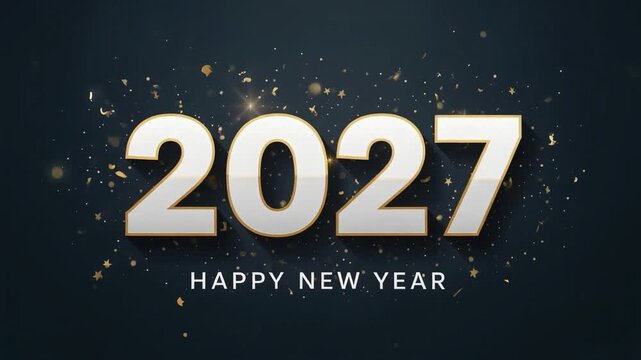 2027 happy new year countdown glitter text animation