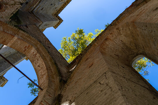 Kirchenruine der Zisterzienserabtei San Galgano, Abbazia San Galgano, Gotik, Chiusdino, Toskana, Italien