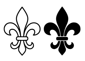 Minimalist fleur de lis icon in outline and silhouette design © Nurhalimah