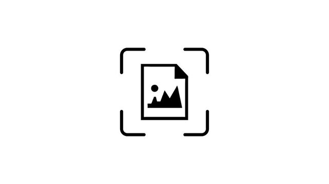 Document scanning motion graphic, dynamic animation of image file being scanned, illustrating data capture and digital conversion process.