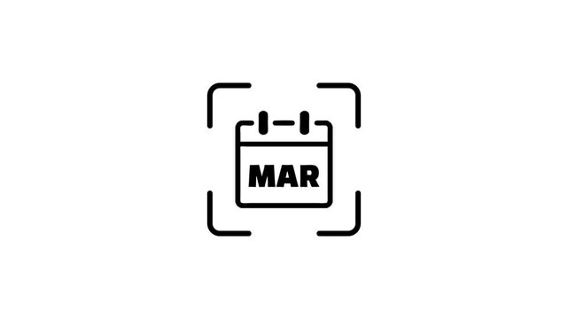 A dynamic motion graphic animation of a calendar icon highlighting the month of March, perfect for seasonal or event-related video footage.
