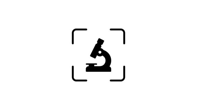 Animation of digital microscope scanning icon symbol representing scientific research and laboratory analysis.
