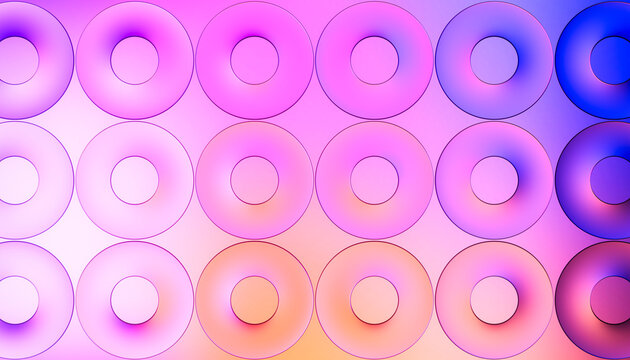 3D pink ring pattern repeats across a luminous wallpaper.
