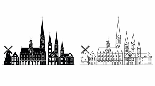 Bocholt Germany City Skyline Silhouette Illustration
