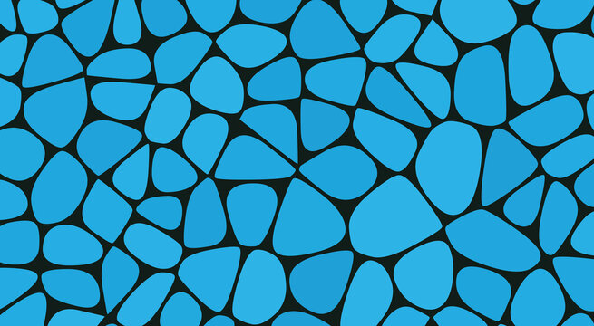 Blue voronoi pebble pattern with irregular shapes and black gaps a repeating geometric design stones rocks abstract texture background
