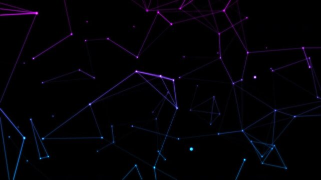 Isolated digital network overlay with alpha channel. Transparent background featuring connecting lines and glowing nodes for technology, cyber security, and big data motion graphics