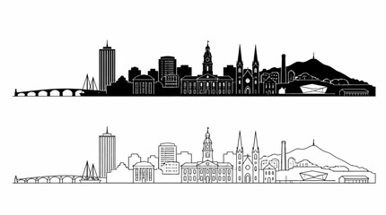 Obraz premium Dublin City Skyline Silhouette, Minimalist Vector Illustration