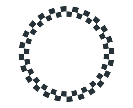 checkered circle. round frame. black and white border for racing motorsport.