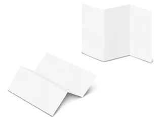 Blank white 3 panel 6 page zig zag concertina fold card. Realistic vector mockup. Accordion fold brochure, booklet, leaflet, flyer. 3d mock-up. Z folded paper sheet. Template for design © JAYANNPO