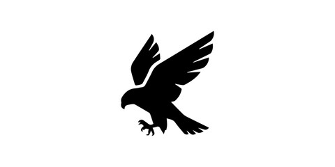 Fototapeta premium Falcon Diving Black Silhouette Icon.