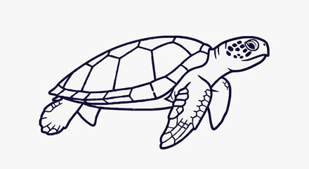 Cartoon Sea Turtle Silhouette Illustration. © Erning