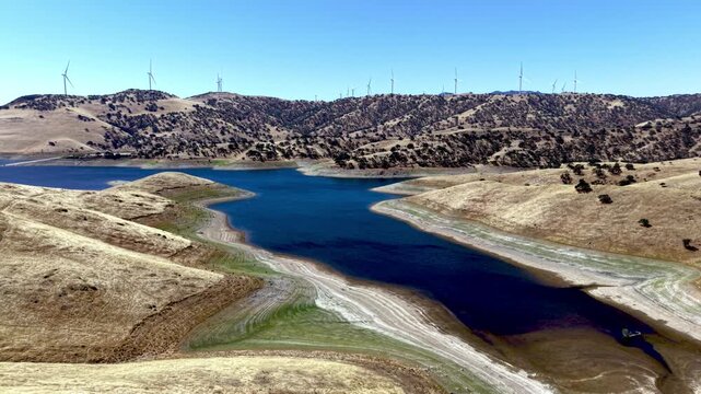 aerial pushing into the san luis reservoir