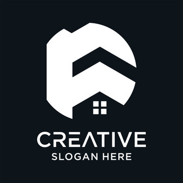 Letter F logo with creative abstract element Premium Vector