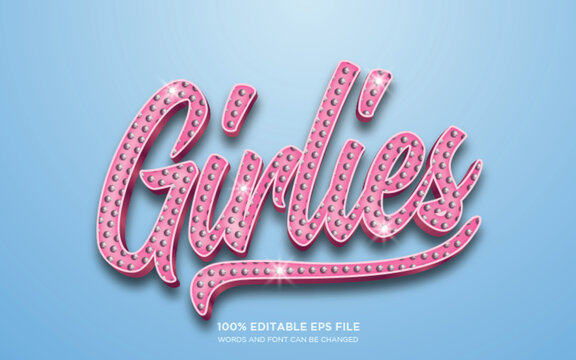 Girly 3D editable text style effect