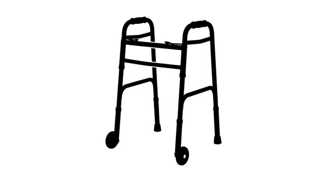Walker Silhouette On White Background Mobility Assistance Device