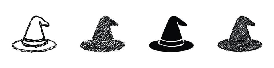 Obraz premium Explore a creative collection of different witch hat designs perfect for Halloween and costume accessories