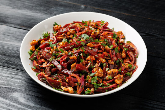 Sweet and Tangy Beetroot Salad with Walnuts and Pomegranate Molasses